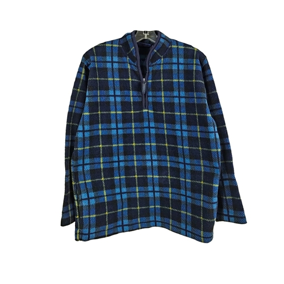 Catalina Wmn M Blue & Blk Plaid Lng Slv 1/4 Zip - Picture 6 of 7